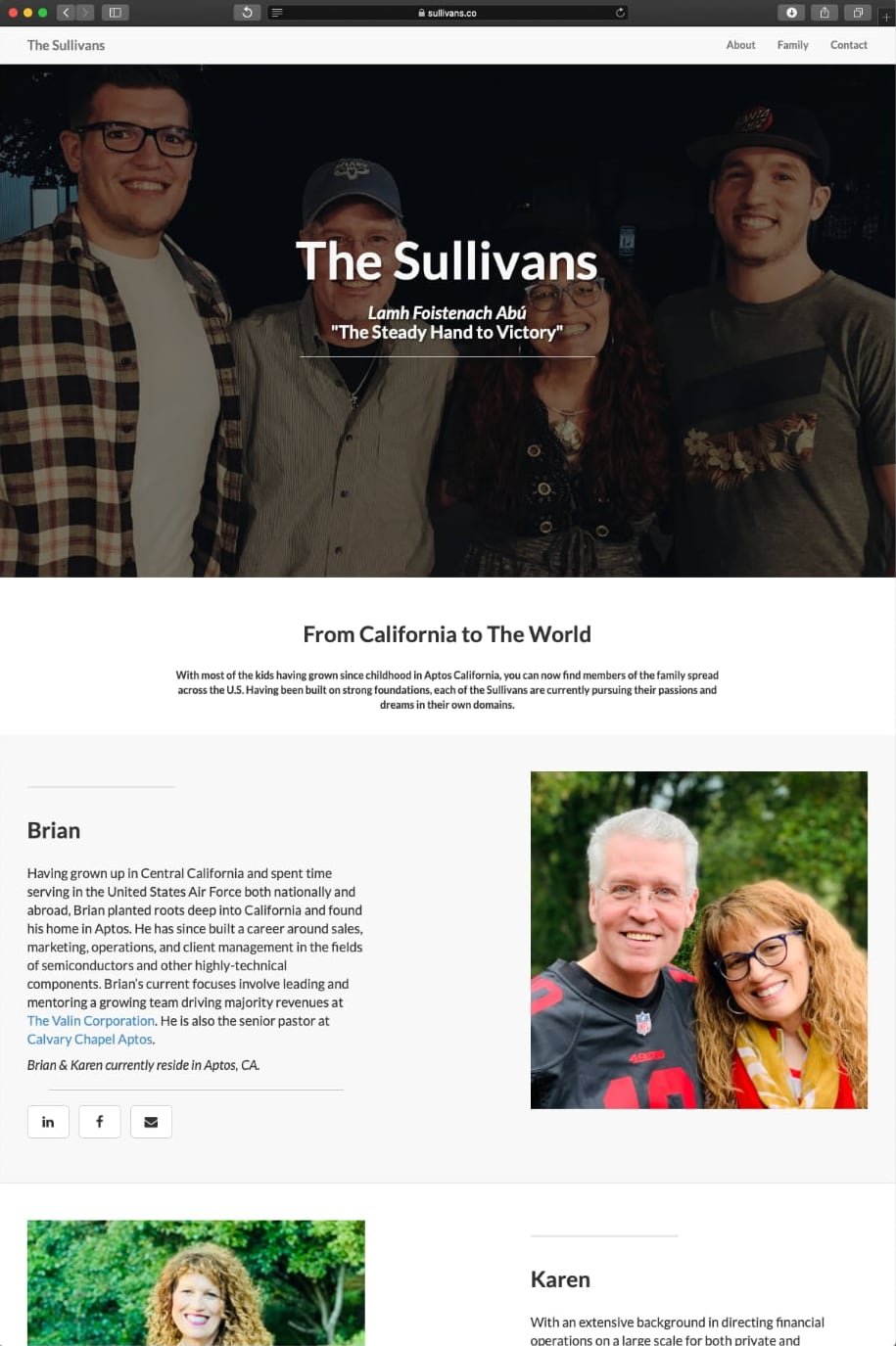 A screenshot of the sullivans co webpage I built